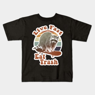 Live fast eat trash! retro Kids T-Shirt